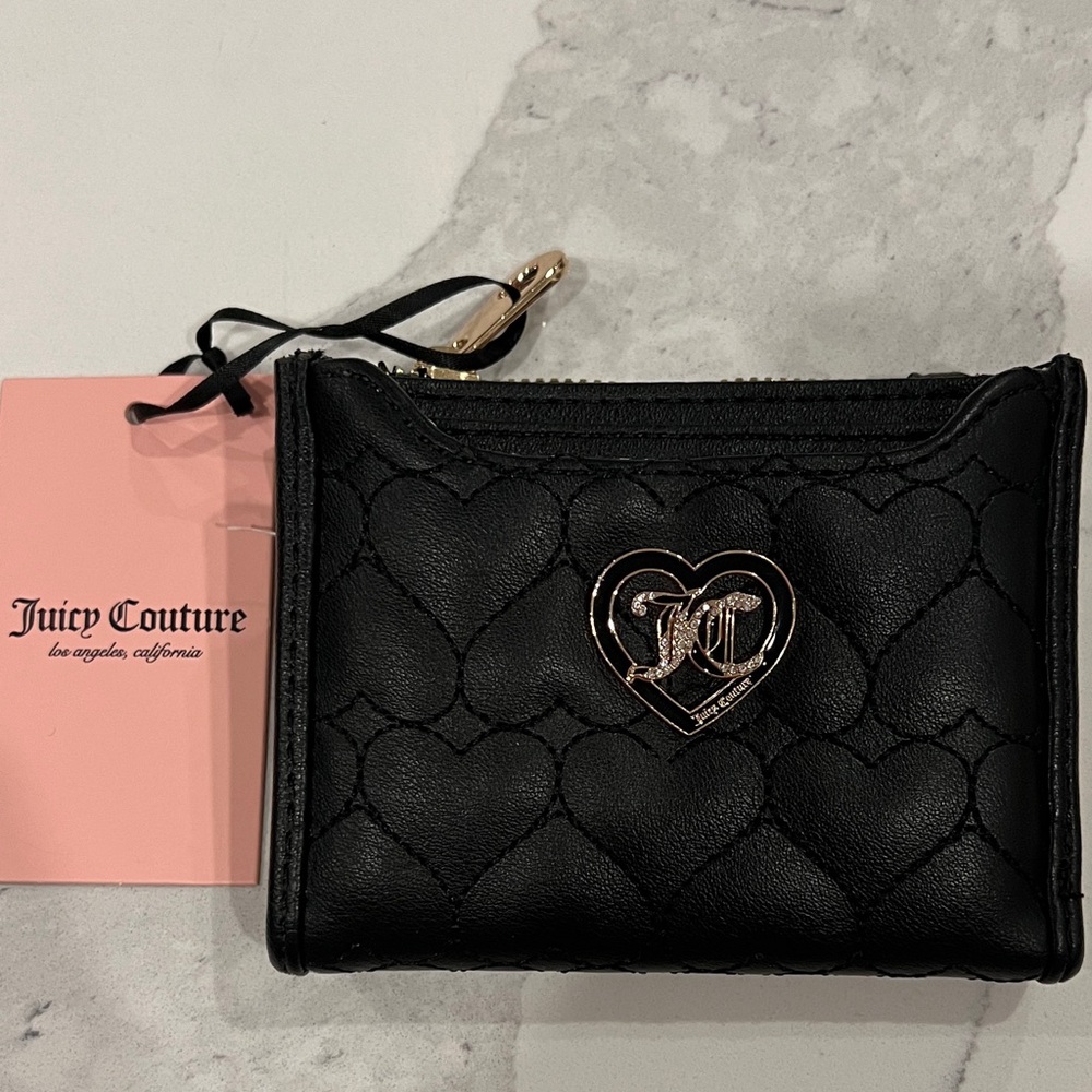 Juicy Couture Black Quilted Heart Wallet